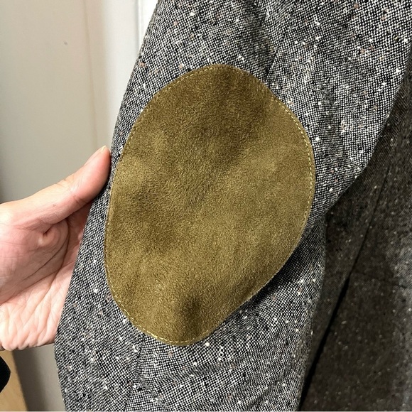 CIRCLE OF GENTLEMEN 100% Virgin Wool Grey Blazer Brown Suede Elbow Patch Size 50 - Picture 5 of 13